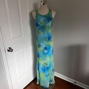 BLUE JODI MICHAELS FLORAL MAXI‎ SKIRT